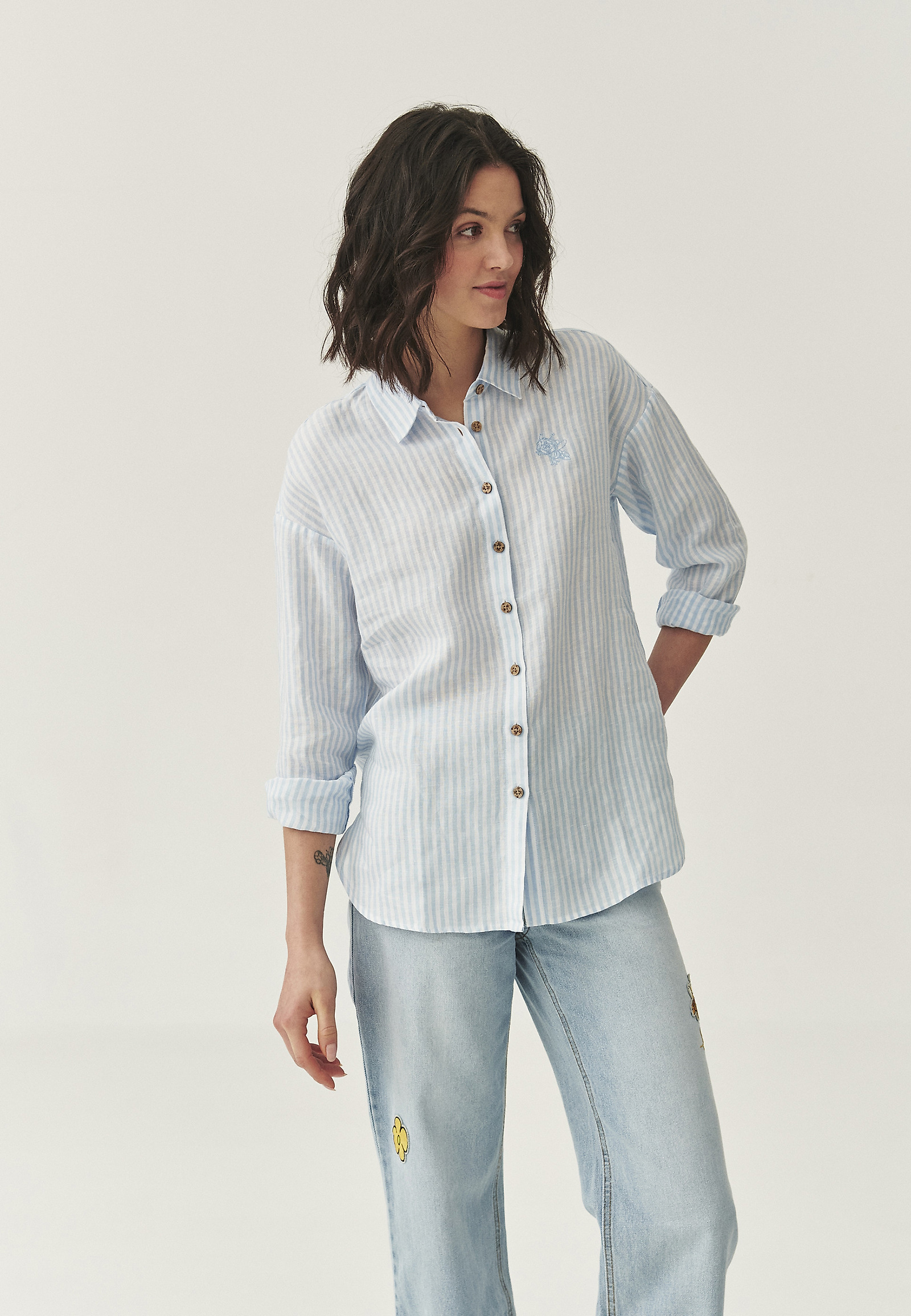 LINEN STRIPED SHIRT - LAWENDA LINEN STRIPED SHIRT - LAWENDA BLUE 110604