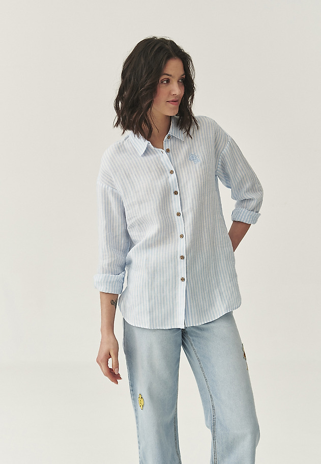 LINEN STRIPED SHIRT - LAWENDA LINEN STRIPED SHIRT - LAWENDA BLUE 2