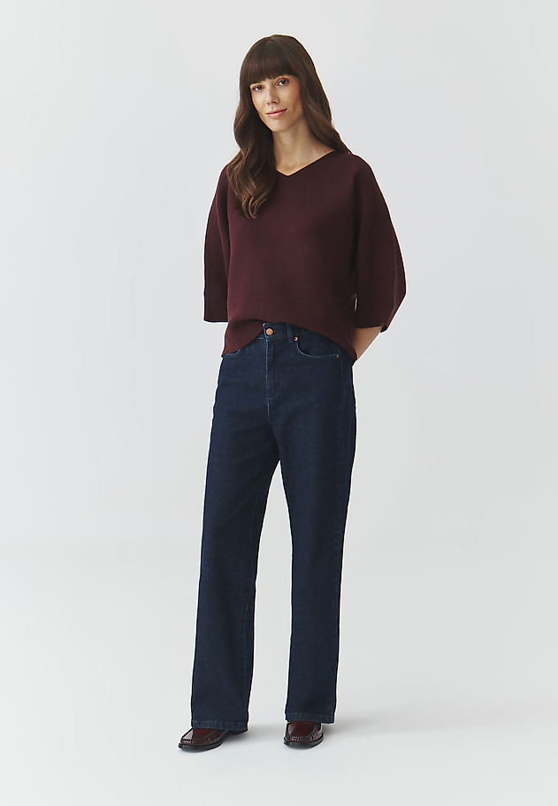 LADIES' JUMPER WITH WIDE SLEEVES AND CREW NECKLINE — RAFIA LADIES' JUMPER WITH WIDE SLEEVES AND CREW NECKLINE — RAFIA PURPLE 2