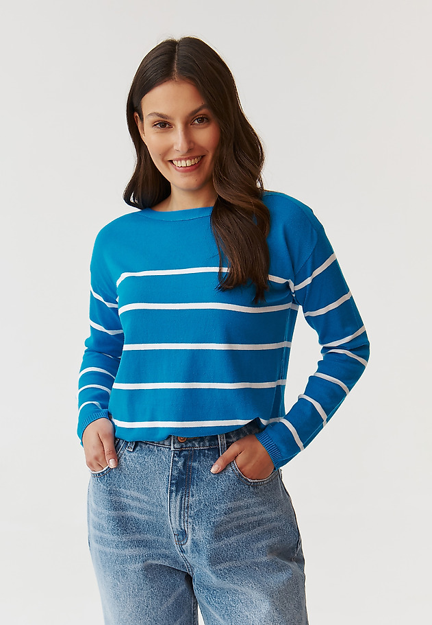 LADIES’ LOOSE STRIPED SWEATER - DROP 1 LADIES’ LOOSE STRIPED SWEATER - DROP 1 NIEBIESKI 3
