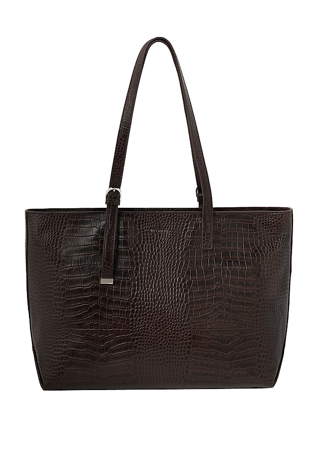 SKÓRZANA TORBA SHOPPER Z KOSMETYCZKĄ - MAHOGANY SKÓRZANA TORBA SHOPPER Z KOSMETYCZKĄ - MAHOGANY BRĄZOWY 2