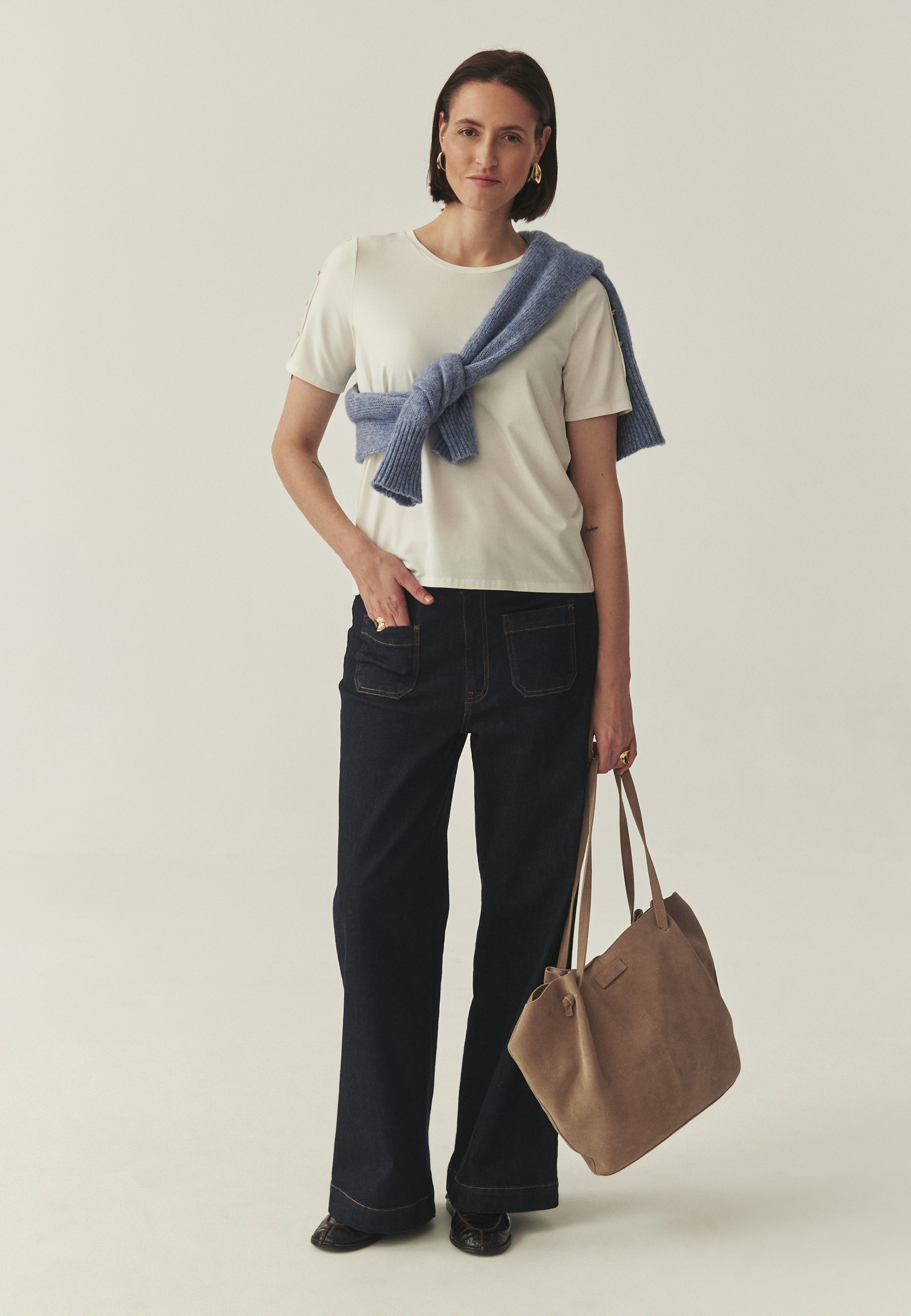 DZIANINOWA BLUZKA Z MODALEM - VIRI ECRU 2