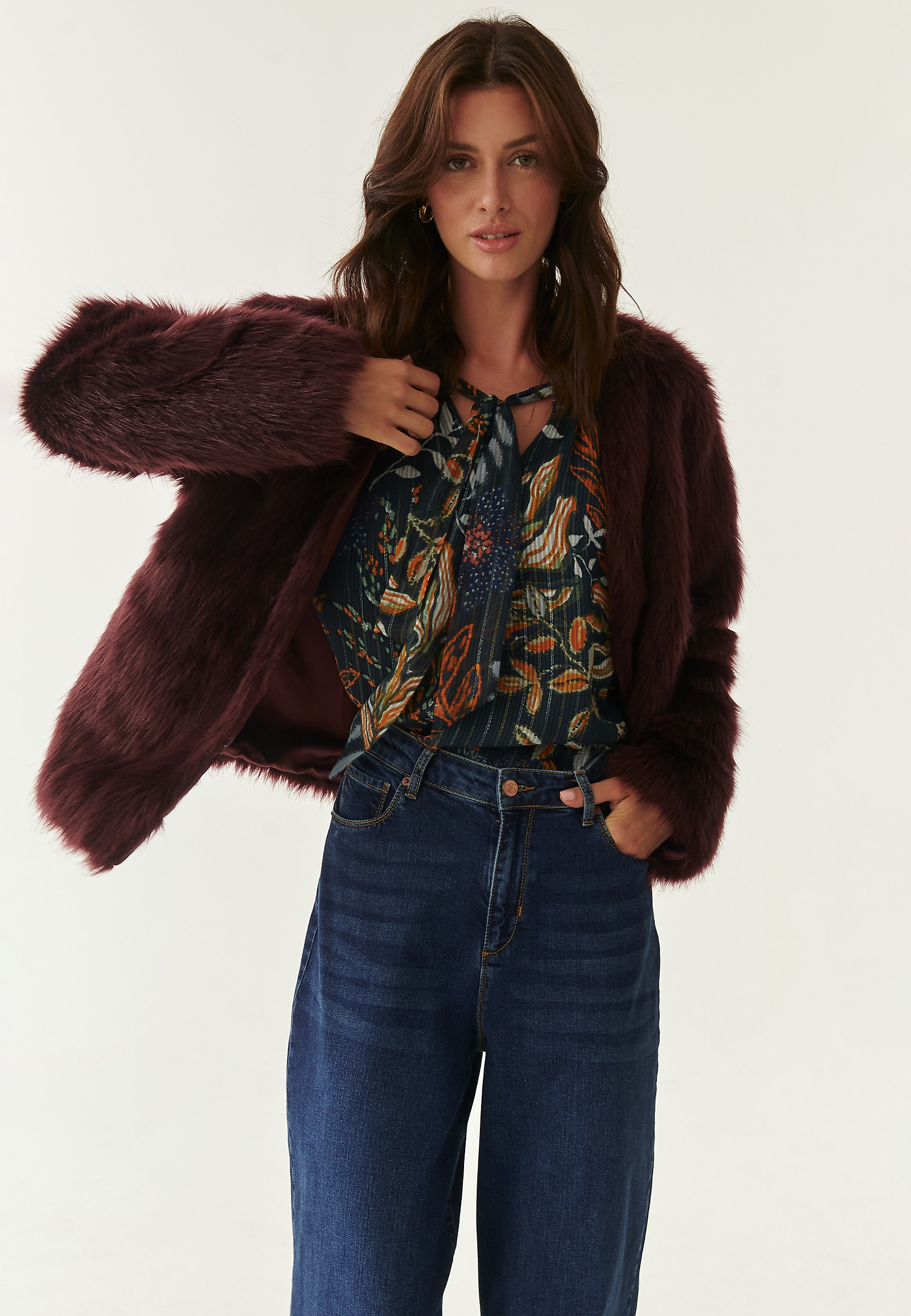 LADIES' FAUX FUR JACKET FURLI LADIES' FAUX FUR JACKET FURLI RED 82993