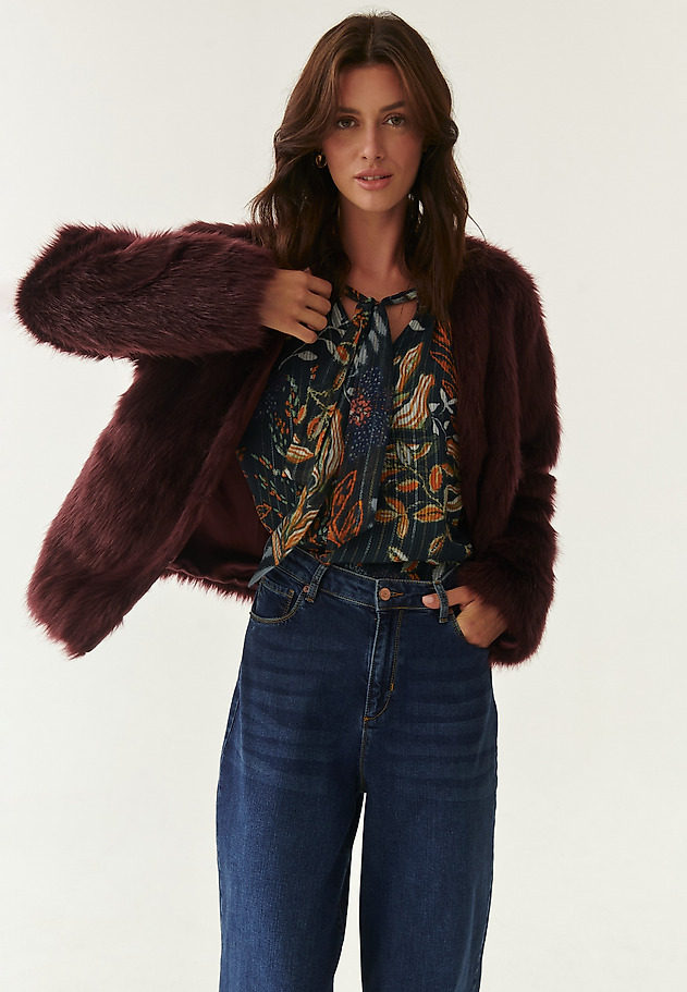 LADIES' FAUX FUR JACKET FURLI LADIES' FAUX FUR JACKET FURLI CZERWONY 1