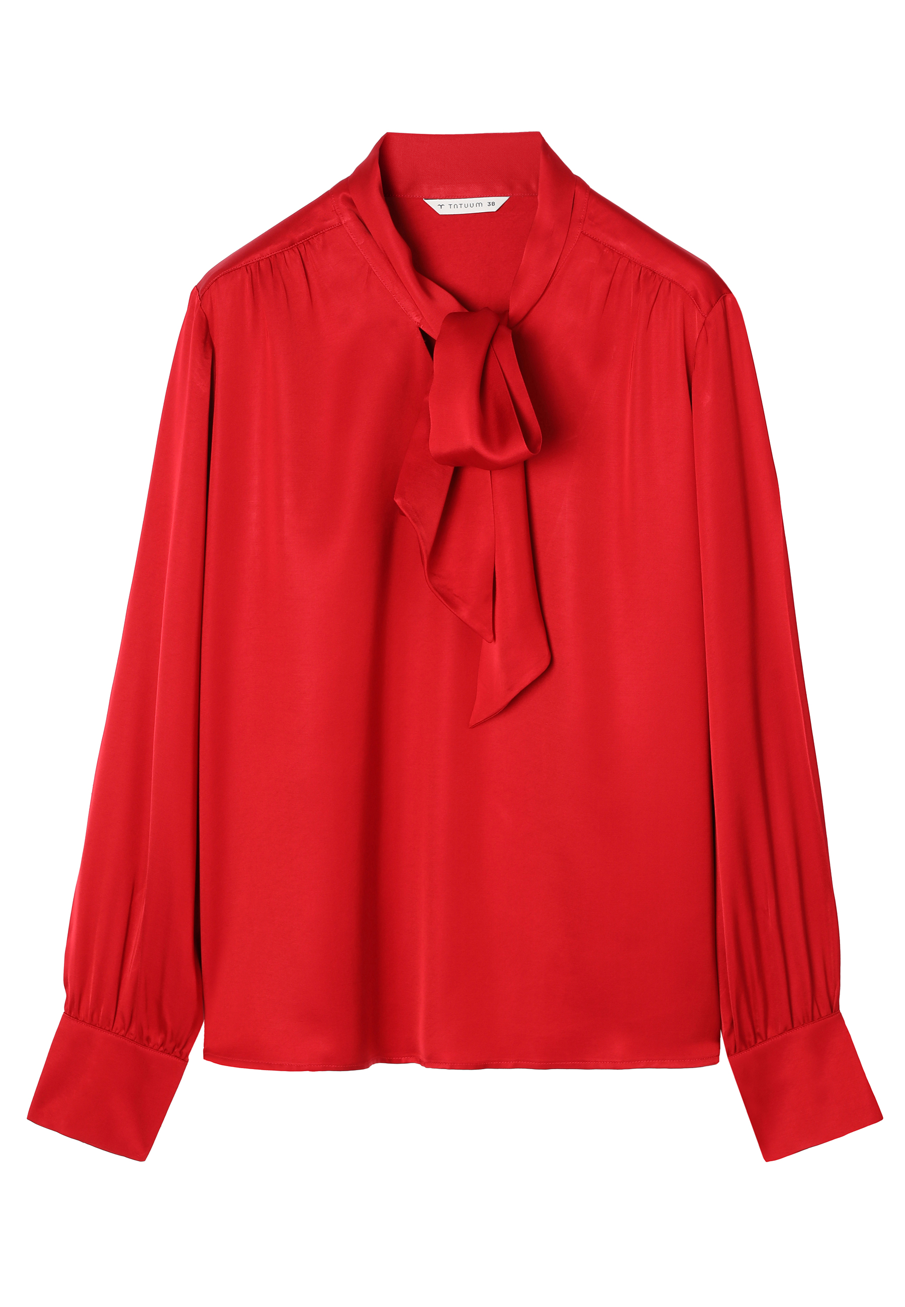 VISCOSE BLOUSE WITH DECORATIVE TIE - TIRA RED 2