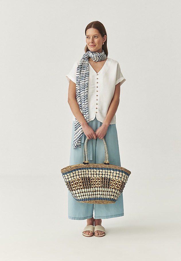 CASUAL SHIRT WITH LINEN - SAMANTA CASUAL SHIRT WITH LINEN - SAMANTA BIAŁY 5