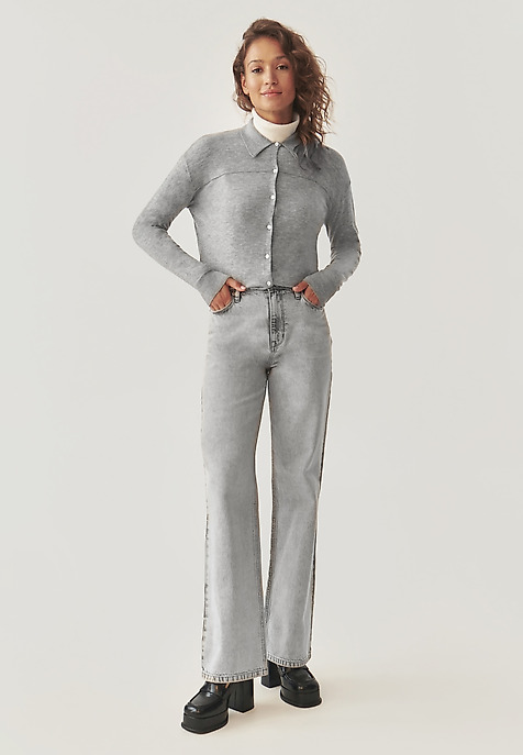 LADIES’ KNITTED WOOL SHIRT - ELARA GREY 2