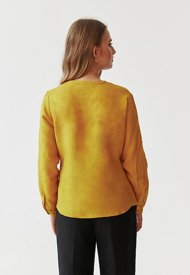 LADIES’ LINEN SHIRT WITH ROLLED-UP SLEEVES - JUSTYNA LADIES’ LINEN SHIRT WITH ROLLED-UP SLEEVES - JUSTYNA ŻÓŁTY 3
