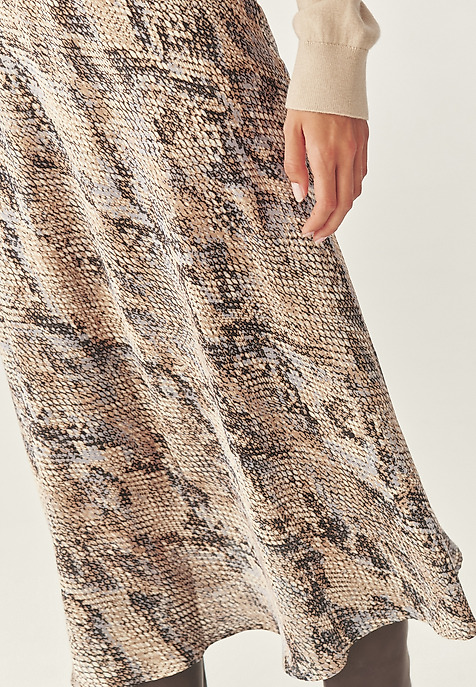 SATIN MIDI SKIRT - SATINI 8 BEIGE 2