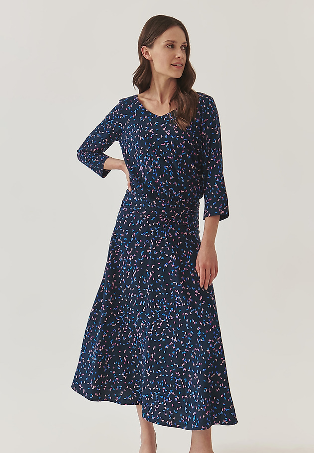PATTERNED LADIES’ MAXI DRESS WITH 3/4 SLEEVES - ROZOMKA PATTERNED LADIES’ MAXI DRESS WITH 3/4 SLEEVES - ROZOMKA MULTIKOLOR 2
