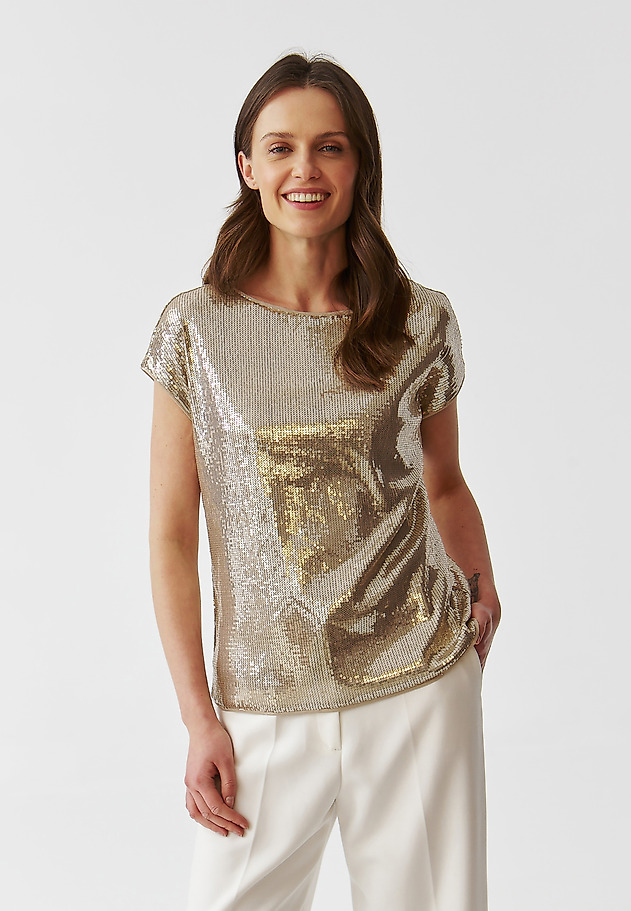 ŽENSKA BLUZA Z BLEŠČEČIMI BLEŠČICAMI - CEKINA ŽENSKA BLUZA Z BLEŠČEČIMI BLEŠČICAMI - CEKINA BEŽ 3