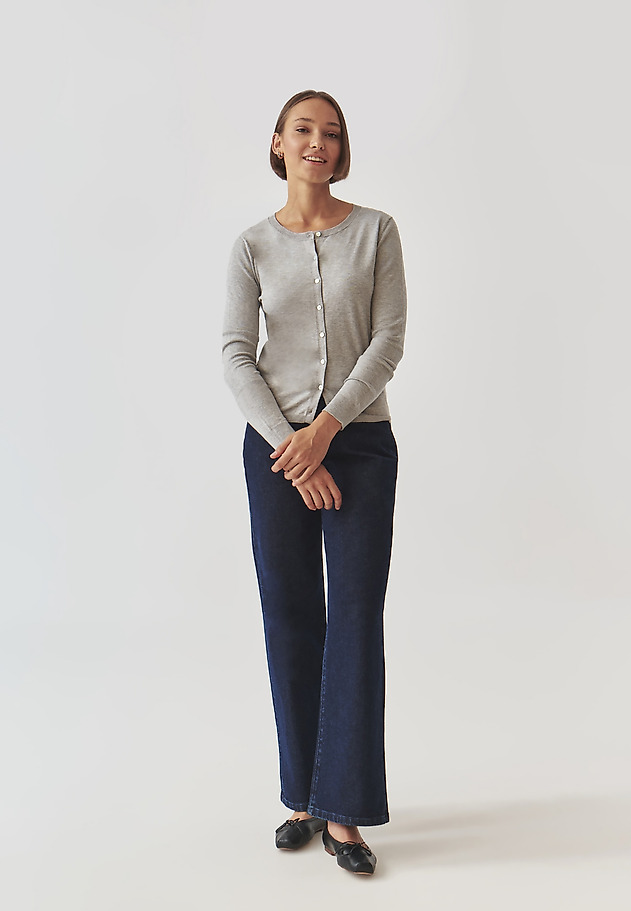 UNBUTTONED LADIES' SWEATER WITH A CLASSIC CUT - VERO UNBUTTONED LADIES' SWEATER WITH A CLASSIC CUT - VERO SZARY 2