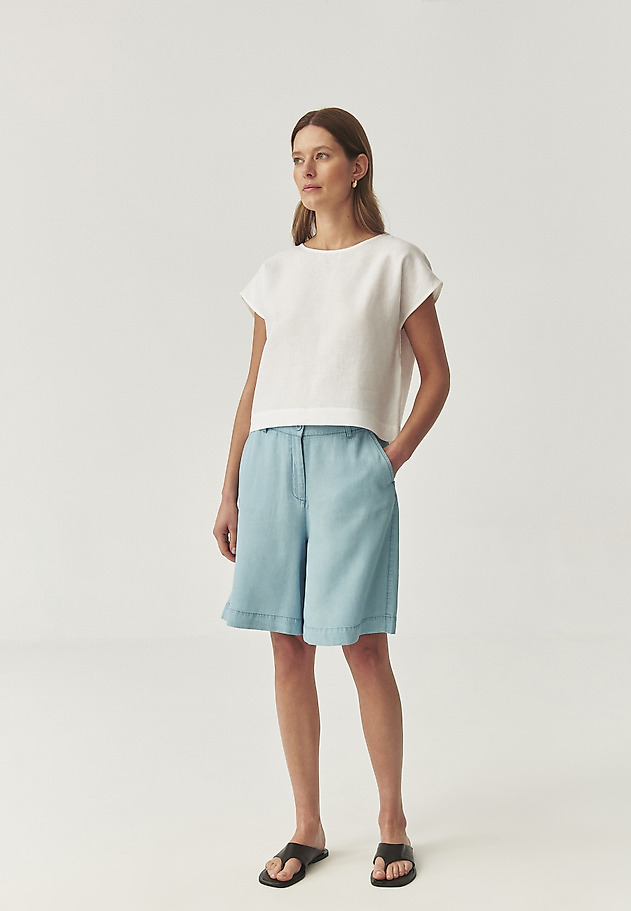 BLUZA IZ LANENIH TKANIN BREZ ROKAVOV - KRIKO BLUZA IZ LANENIH TKANIN BREZ ROKAVOV - KRIKO BELA 2
