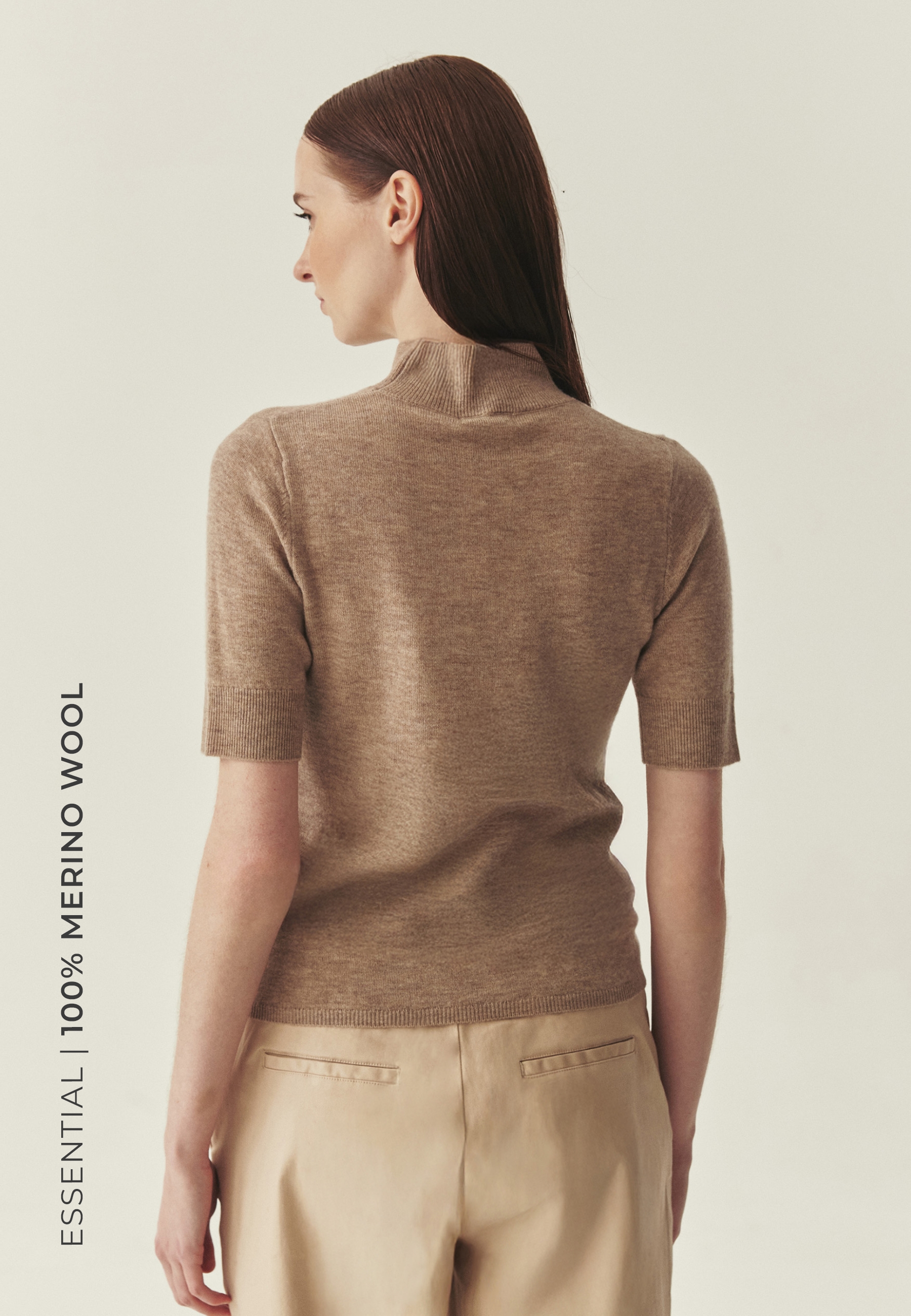 WEŁNIANY SWETER Z GOLFEM - LU BEŻOWY 2