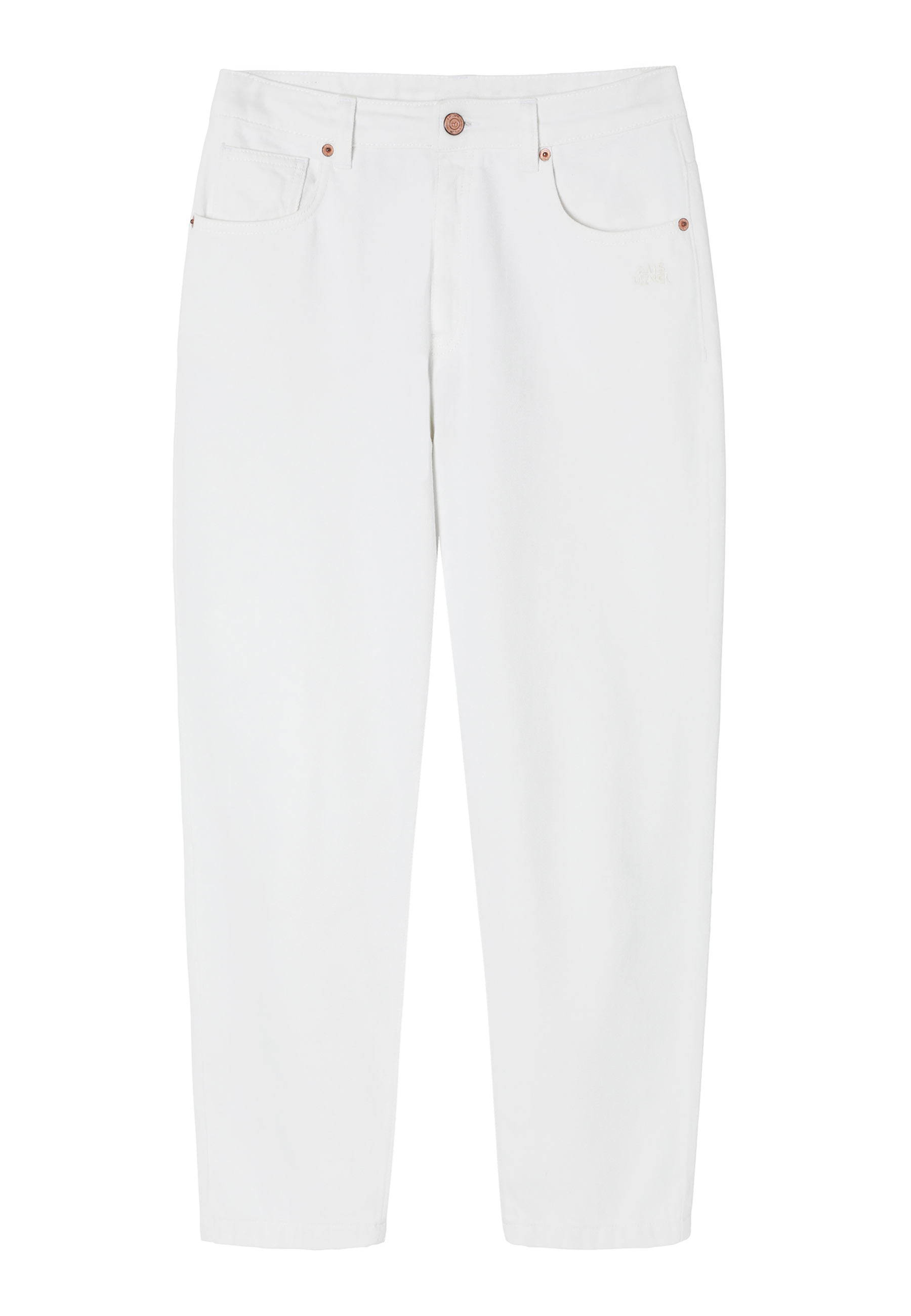 DENIMOWE SPODNIE DAMSKIE BOYFRIEND Z MOTYWEM MISIA USZATKA — MISKO 3 ECRU 2