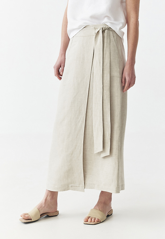 ENVELOPE SKIRT IN LINEN AND VISCOSE - RITIS ENVELOPE SKIRT IN LINEN AND VISCOSE - RITIS BEŻOWY 2