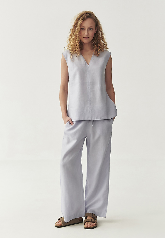 LINEN TROUSERS WITH WIDE LEG - CANELA LINEN TROUSERS WITH WIDE LEG - CANELA FIOLETOWY 4