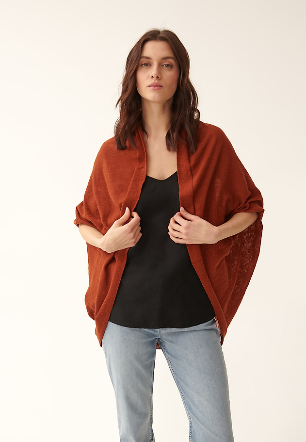 LADIES' LOOSE CARDIGAN WITHOUT BUTTONS FRU LADIES' LOOSE CARDIGAN WITHOUT BUTTONS FRU POMARAŃCZOWY 3