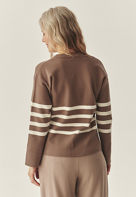 LADIES' STRIPED SWEATER - ELIANA BEIGE 2