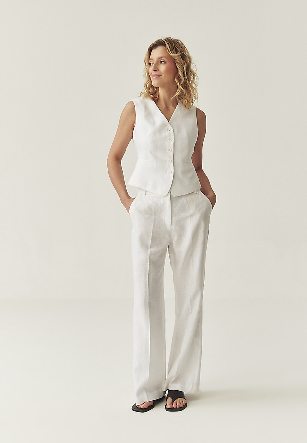 LINEN SUIT TROUSERS WITH EDGE - ZARIANA 2 LINEN SUIT TROUSERS WITH EDGE - ZARIANA 2 ECRU 2