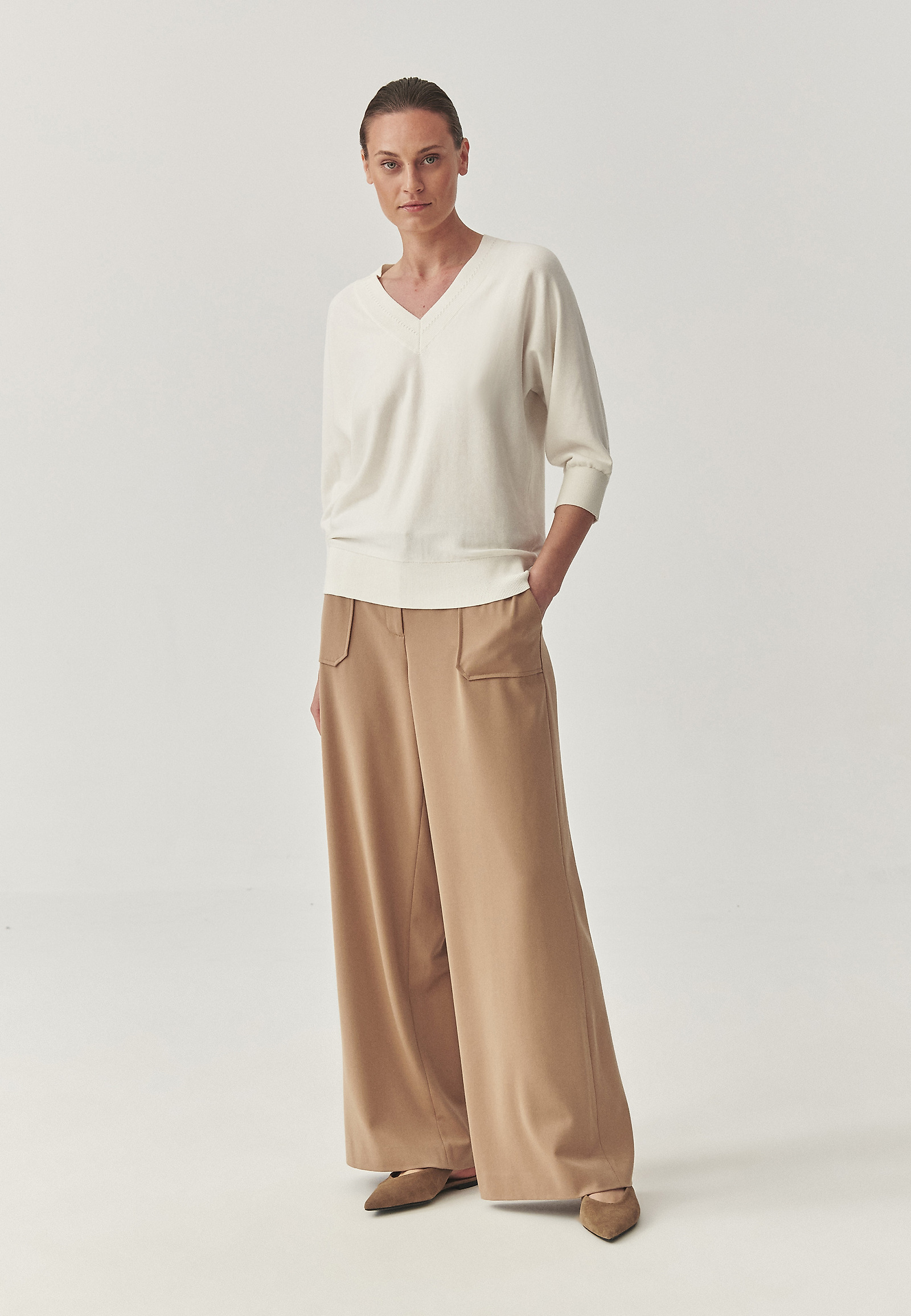 LOOSE JUMPER MADE FROM A BREATHABLE COTTON BLEND - ASEL LOOSE JUMPER MADE FROM A BREATHABLE COTTON BLEND - ASEL ECRU 114790