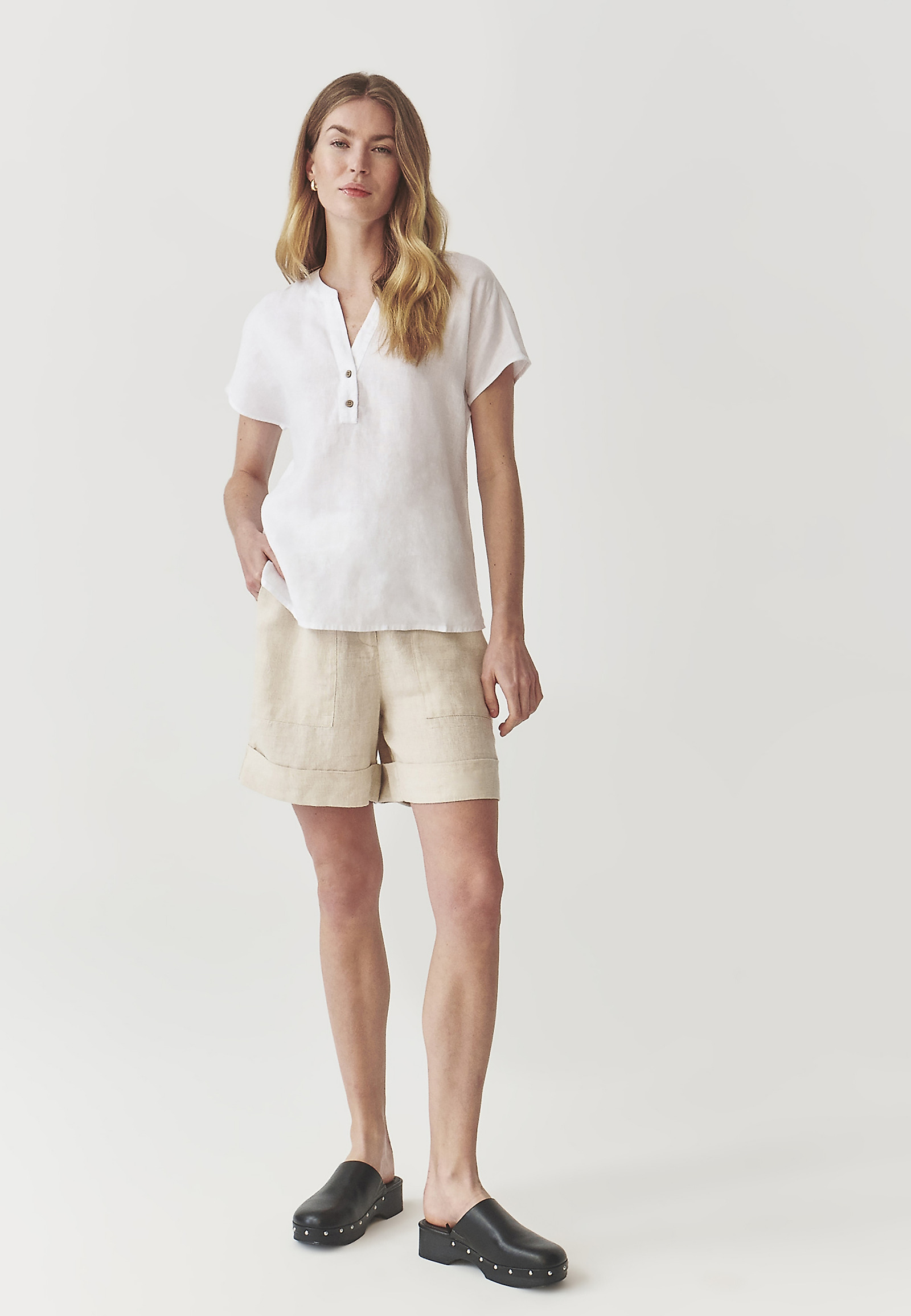 LANENA BLUZA S KOKOSOVIMI GUMBI - MARELLI LANENA BLUZA S KOKOSOVIMI GUMBI - MARELLI BELA 98214