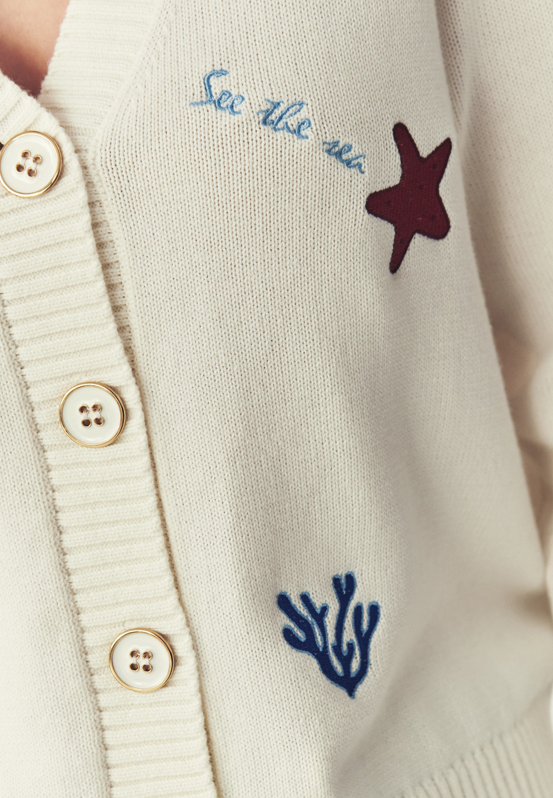 HAFTOWANY KARDIGAN Z BAWEŁNY - TEDA ECRU 2