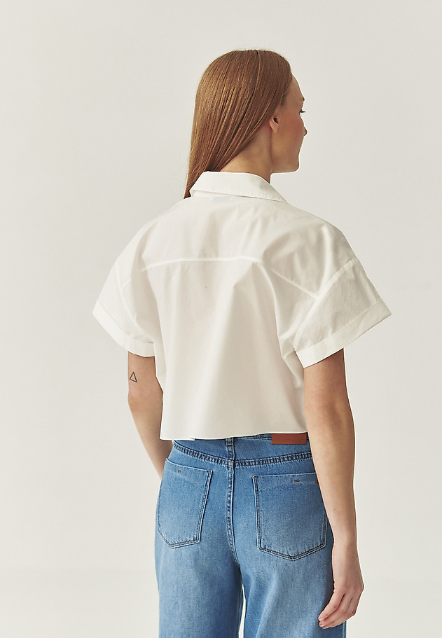 COTTON SHORT-CUT SHIRT - PANAMA COTTON SHORT-CUT SHIRT - PANAMA BIAŁY 2