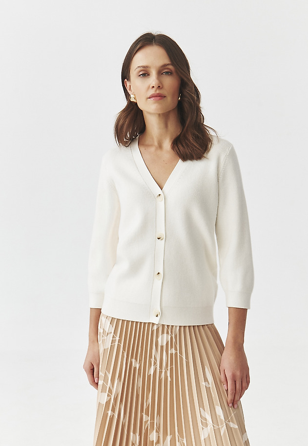 CARDIGAN TRICOTAT RIPSAT — LUMI CARDIGAN TRICOTAT RIPSAT — LUMI ECRU 3