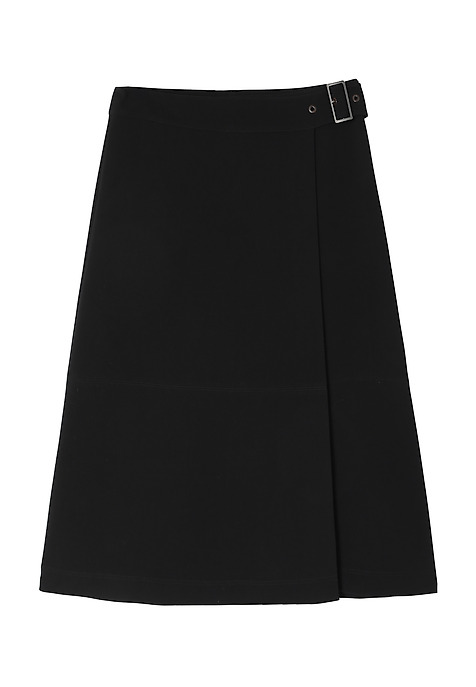 FABRIC MIDI SKIRT WITH ADJUSTABLE WAISTBAND — SKINO 1 BLACK 2