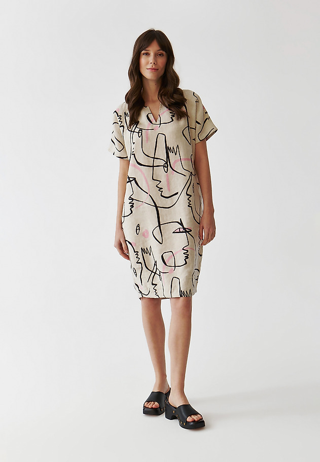 LADIES’ LINEN DRESS IN A BARREL SHAPE - OWERITA 2 LADIES’ LINEN DRESS IN A BARREL SHAPE - OWERITA 2 MULTIKOLOR 3