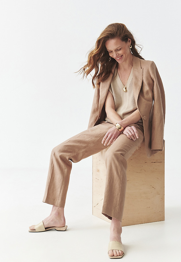 LINEN SUIT TROUSERS - LANKA 2 LINEN SUIT TROUSERS - LANKA 2 BEŻOWY 1
