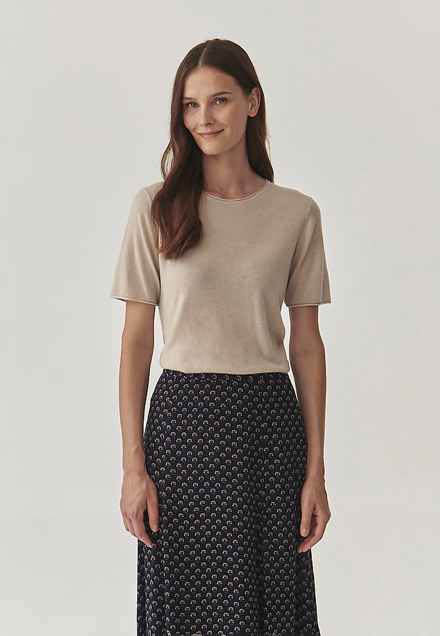SPROŠČENA ŽENSKA BLUZA S KRATKIMI ROKAVI - MASHA SPROŠČENA ŽENSKA BLUZA S KRATKIMI ROKAVI - MASHA BEŽ 3