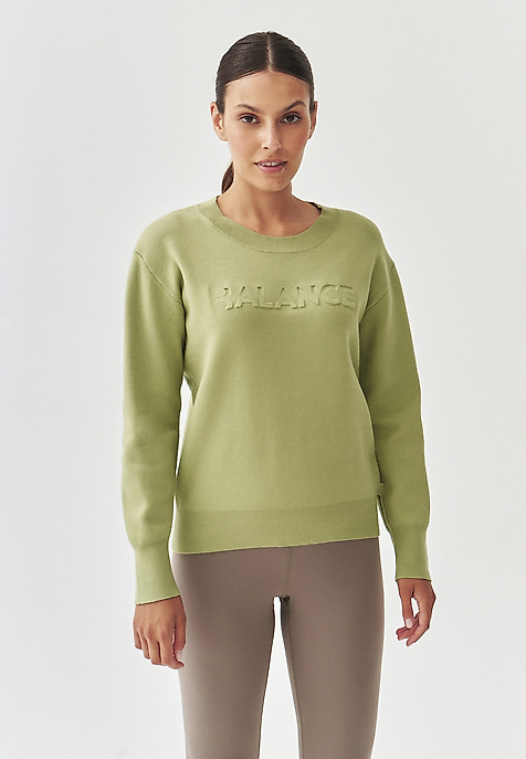 LADIES' SWEATER WITH A ROUND NECKLINE - BALAMI GREEN 2