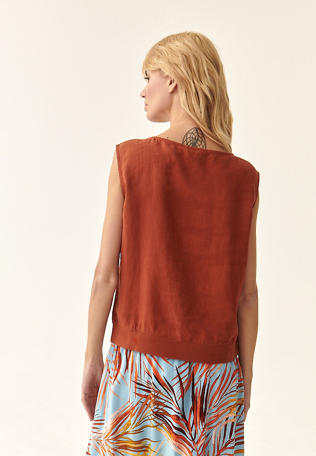 LADIES' BOXY LINEN BLOUSE OMALO 1 LADIES' BOXY LINEN BLOUSE OMALO 1 POMARAŃCZOWY 3