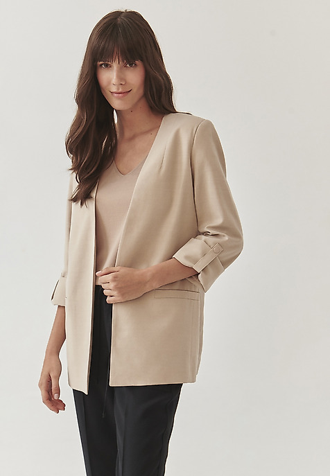 LADIES’ BLAZER WITH ROLLED-UP SLEEVES - LEMARIA BEIGE 2