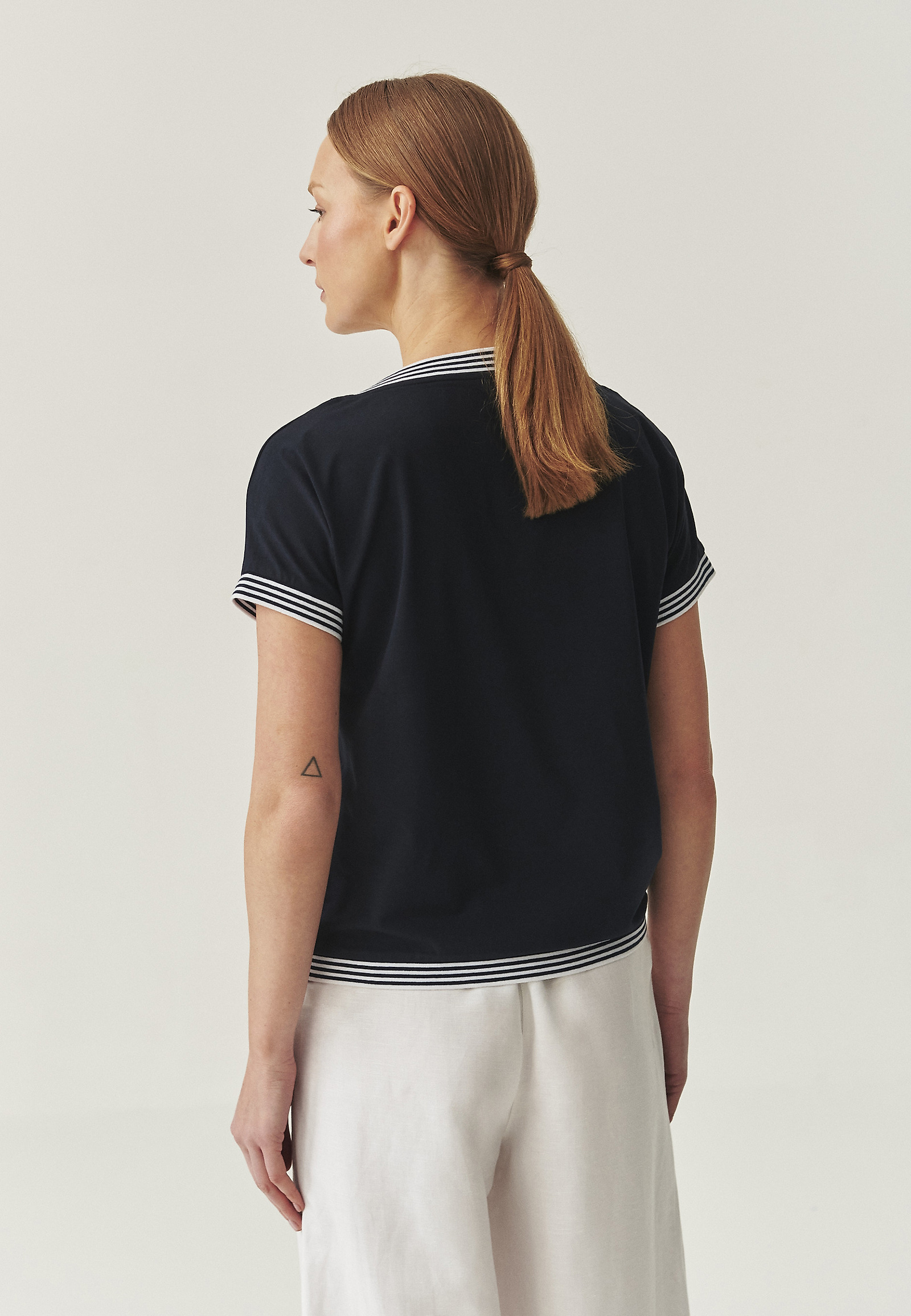 KNITTED BLOUSE WITH COTTON AND MODAL - KAJSALA KNITTED BLOUSE WITH COTTON AND MODAL - KAJSALA NAVY BLUE 111200