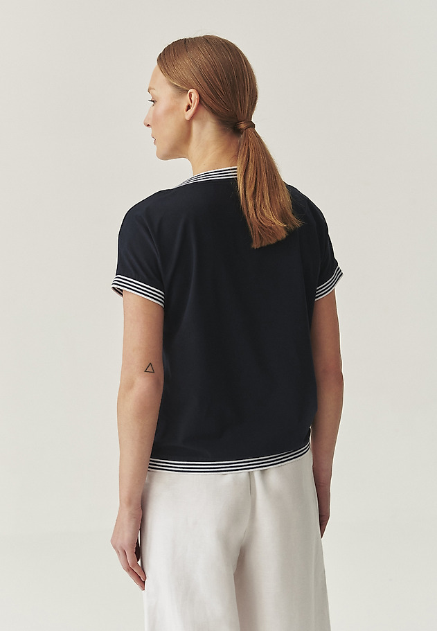 KNITTED BLOUSE WITH COTTON AND MODAL - KAJSALA KNITTED BLOUSE WITH COTTON AND MODAL - KAJSALA NAVY BLUE 3