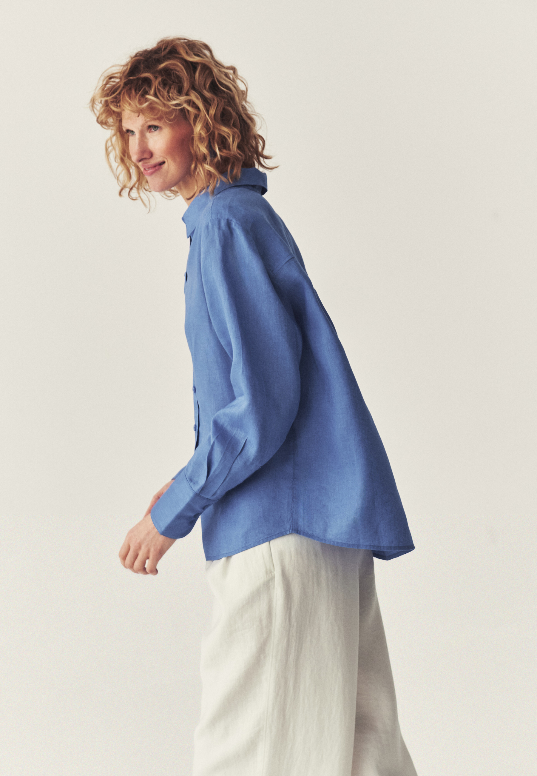 KLASYCZNA KOSZULA Z LNU - ELWI NIEBIESKI 2