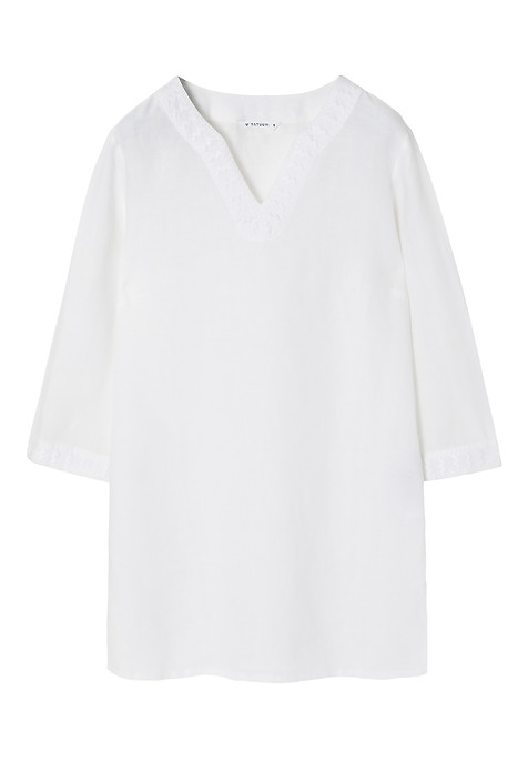 BLUZĂ DE DAMĂ, DIN IN, TIP TUNICĂ, CU BRODERIE DECORATIVĂ - KLEARA ALB 2