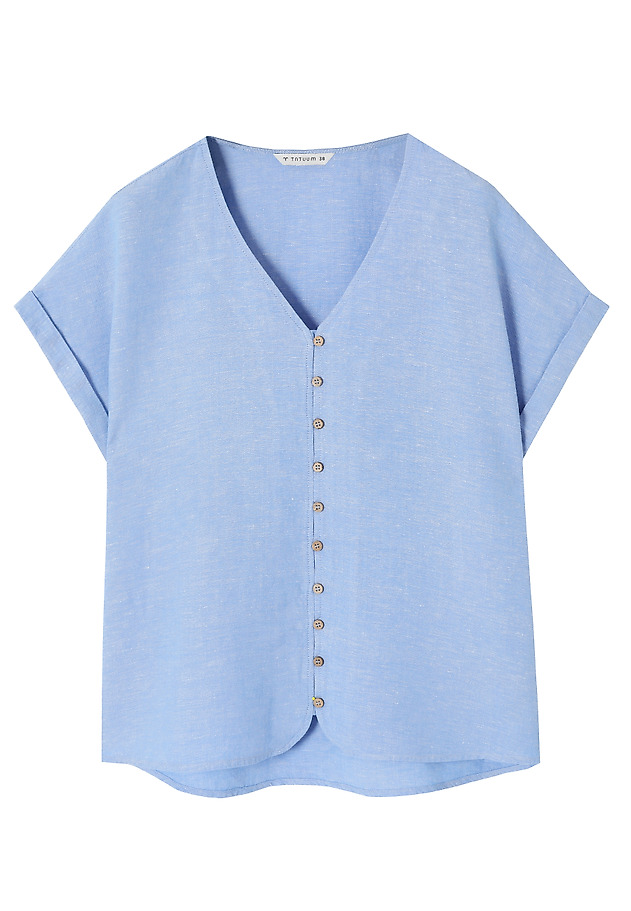 CASUAL SHIRT WITH LINEN - SAMANTA CASUAL SHIRT WITH LINEN - SAMANTA NIEBIESKI 6