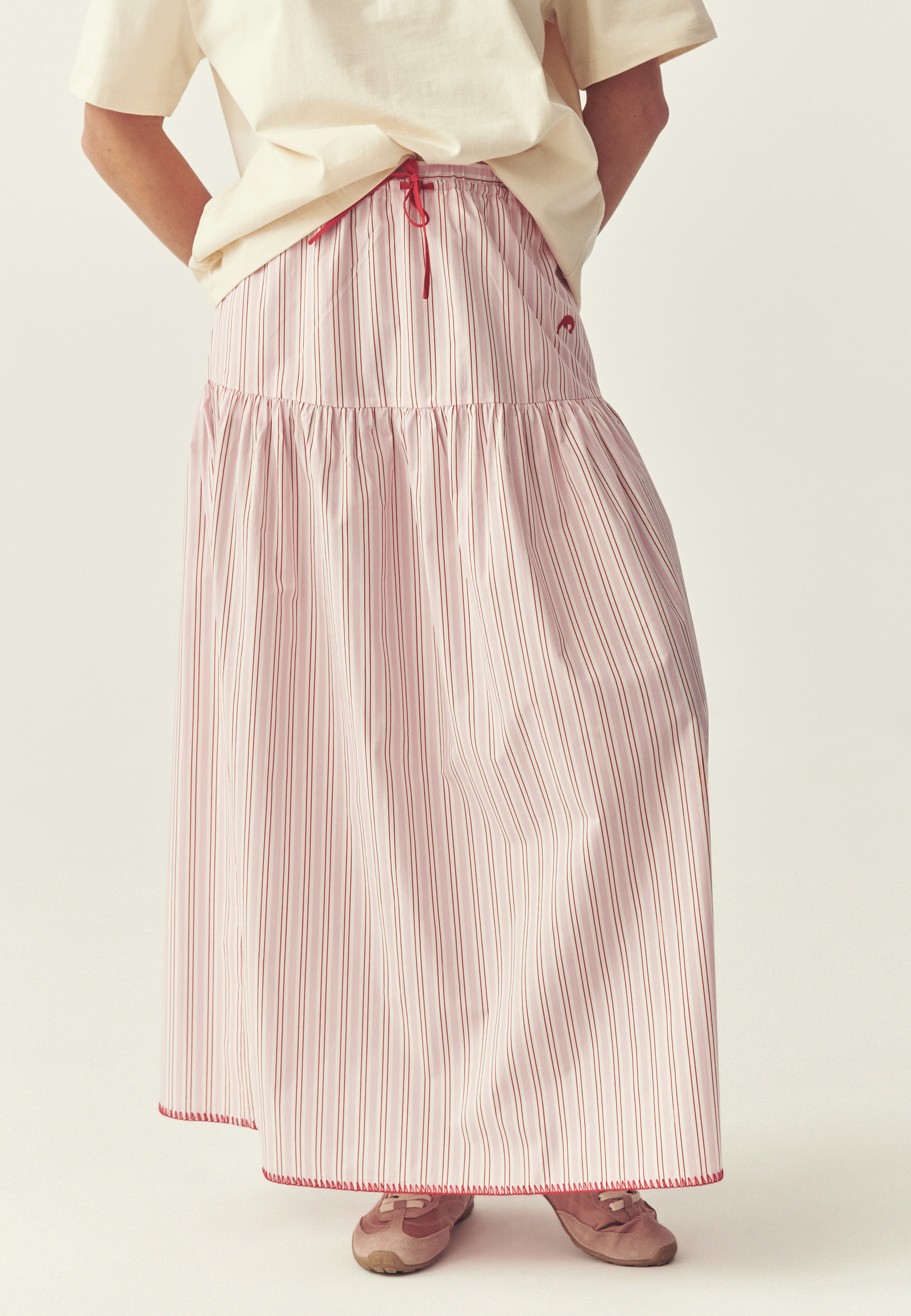 BAWEŁNIANA SPÓDNICA W PASKI - CORI RÓŻOWY 2