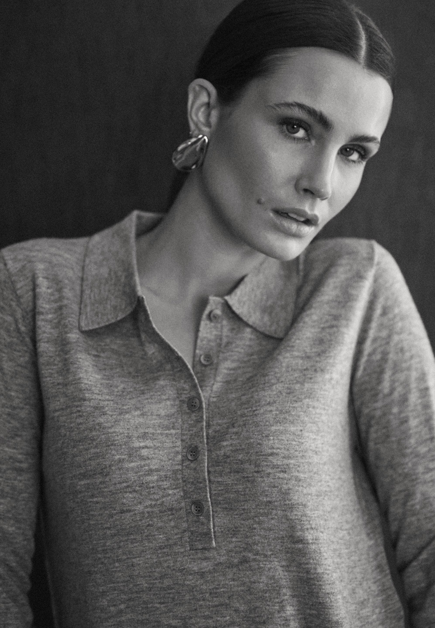 WEŁNIANA BLUZKA POLO - AKONI 1 SZARY 2