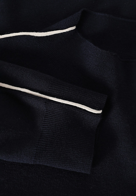 LADIES' SWEATER WITH A BOAT NECKLINE AND DECORATIVE PIPING - CORALINE NAVY BLUE 2