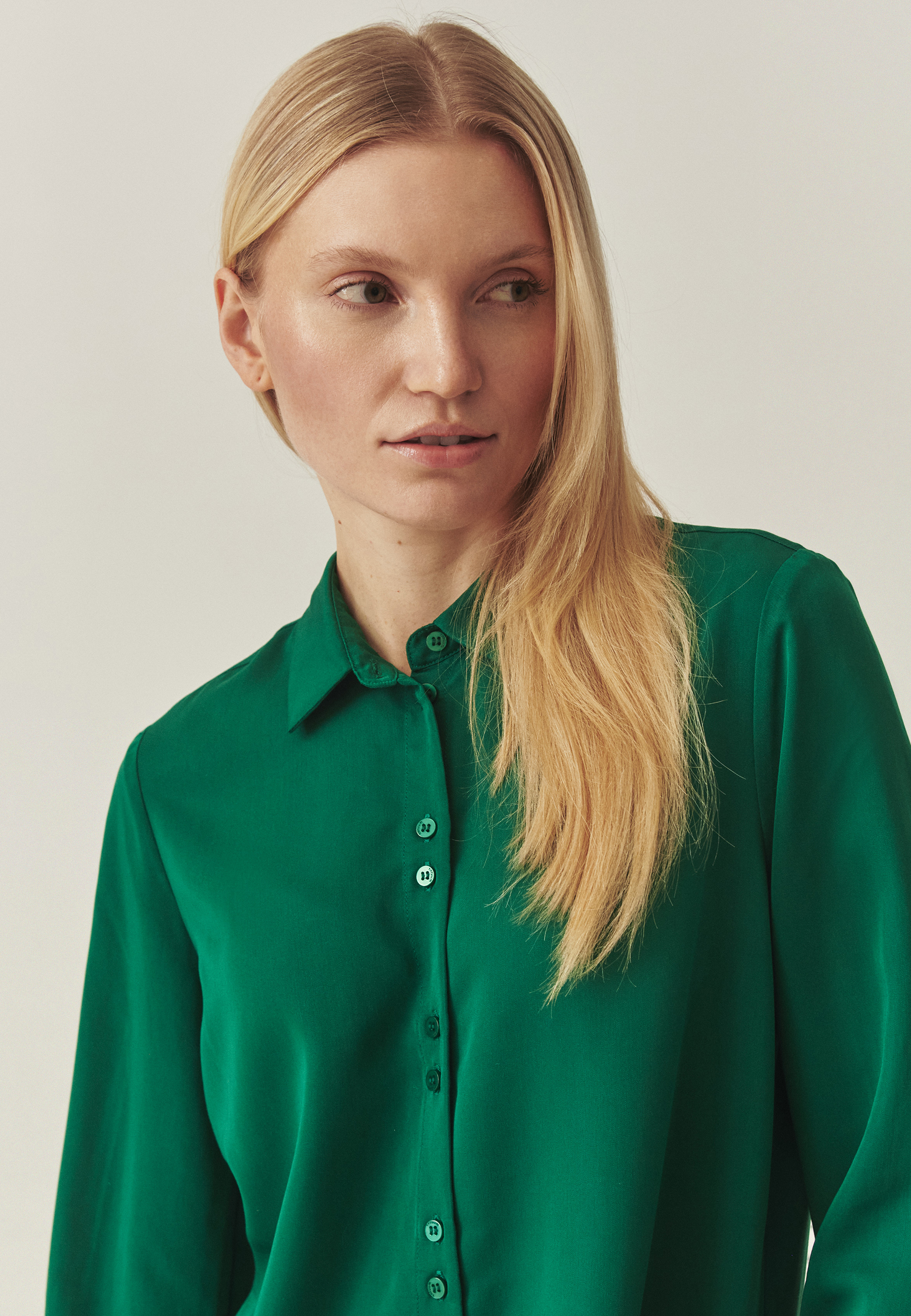 CĂMAȘĂ DIN ȚESĂTURĂ, CU MÂNECĂ LUNGĂ — ENMO VERDE 2