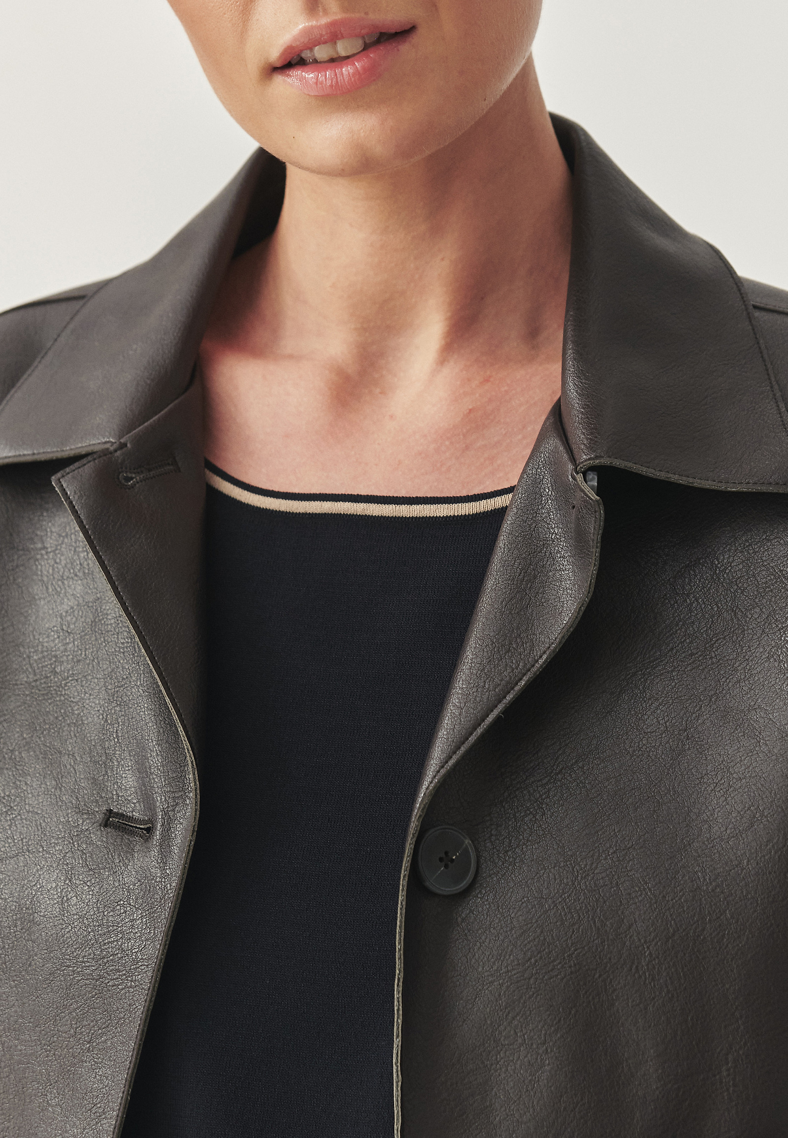 CHOCOLATE IMITATION LEATHER JACKET - BOXA CHOCOLATE IMITATION LEATHER JACKET - BOXA BROWN 114723