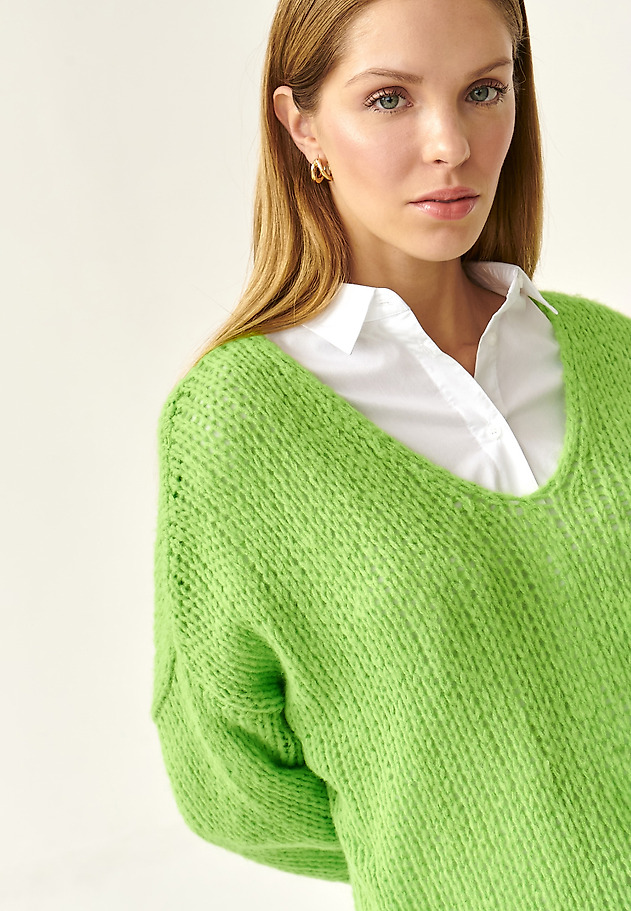 LOOSE SWEATER WITH VISIBLE WEAVE BAJANA LOOSE SWEATER WITH VISIBLE WEAVE BAJANA ZIELONY 5