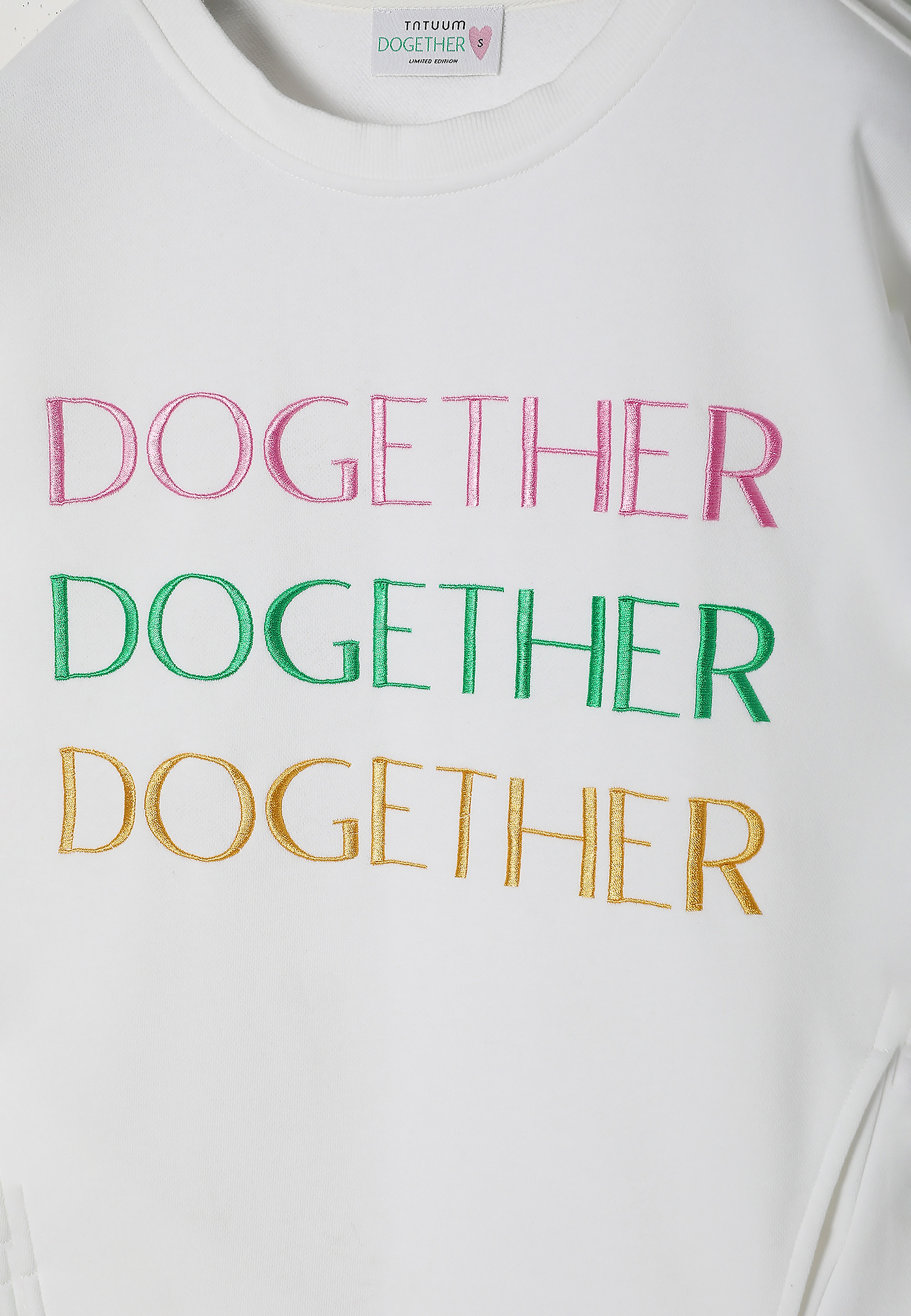 LADIES’ SWEATSHIRT WITH TEXT INSCRIPTION EMBROIDERY - GINGER LADIES’ SWEATSHIRT WITH TEXT INSCRIPTION EMBROIDERY - GINGER ECRU 103147