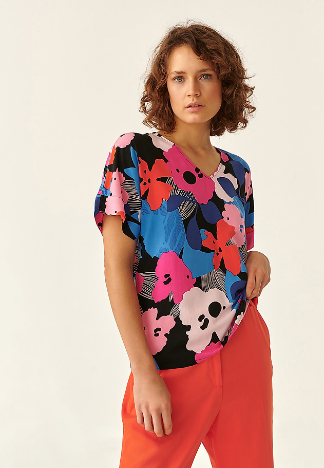 BLUZĂ DE DAMĂ DIN MATERIAL TEXTIL CU IMPRIMEU FLORAL LAMANKO BLUZĂ DE DAMĂ DIN MATERIAL TEXTIL CU IMPRIMEU FLORAL LAMANKO MULTICOLOR 1
