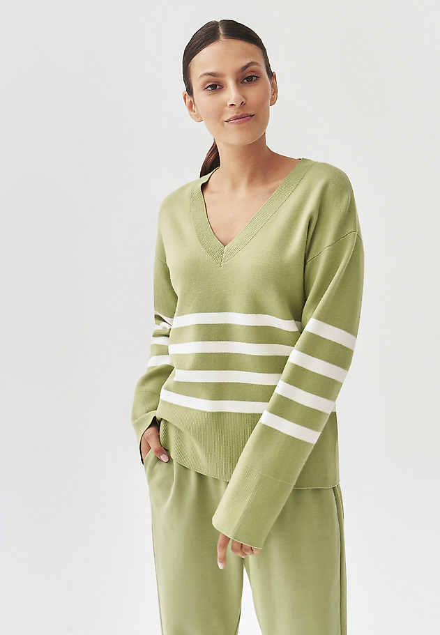 LADIES' STRIPED SWEATER - ELIANA LADIES' STRIPED SWEATER - ELIANA ZIELONY 3
